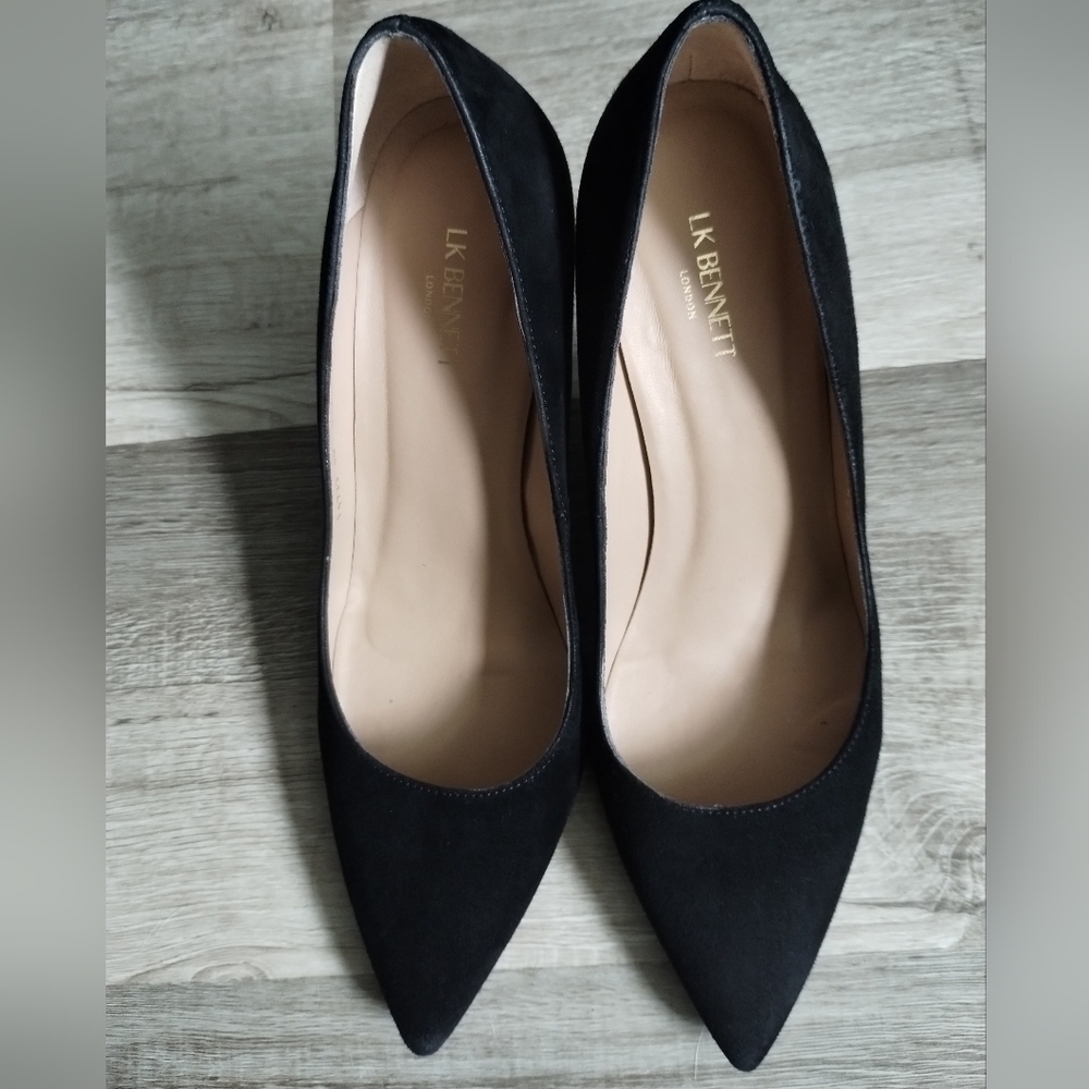 LK Benett London Black Suede Tess Courts Pumps - Picture 6 of 14